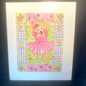 Kelly Rightsell Ballerina Dancing Dog Golden Retriever TuTu Butterflies Flowers